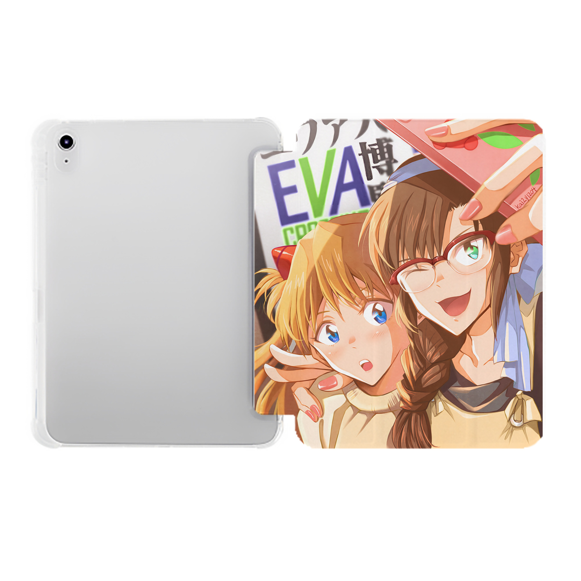（画像用） EVA 新世紀エヴァンゲリオン IPad ケース ペン収納付き 三つ折りスタンド PUレザー×シリコン 対応機種9.5/10.5/10.9インチ